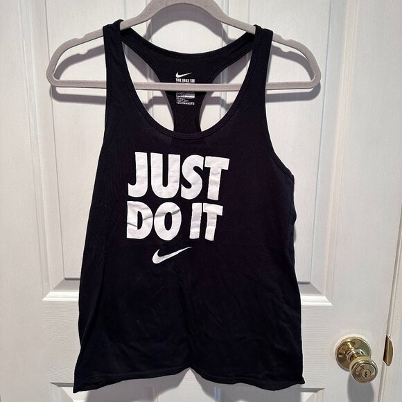Nike Women's Dri-fit Active Black Racerback Tank Top Just Do It Size M - Picture 1 of 3